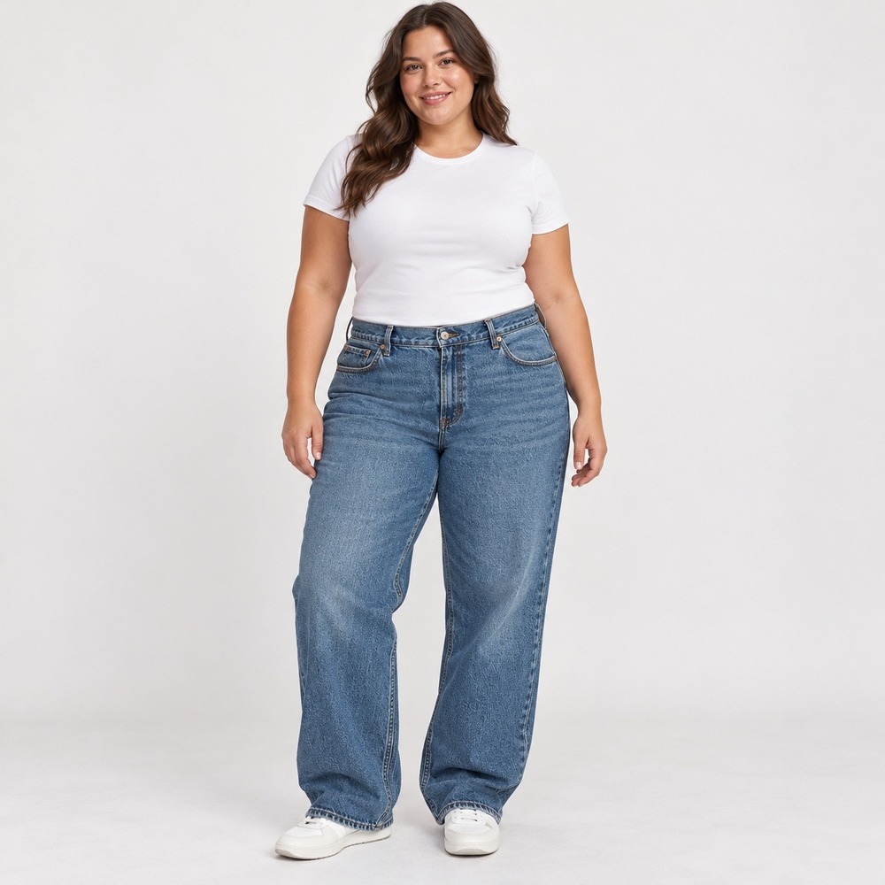 Abercrombie & Fitch Curve Love Baggy Low Rise Jeans Size 34/18
